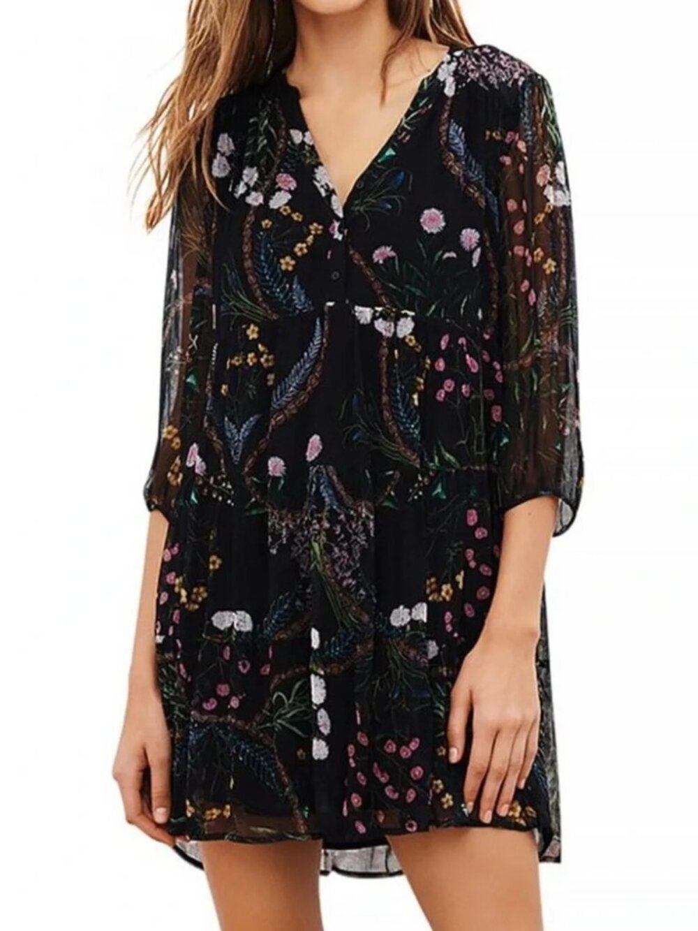 BA&SH Goya Noir floral mini dress